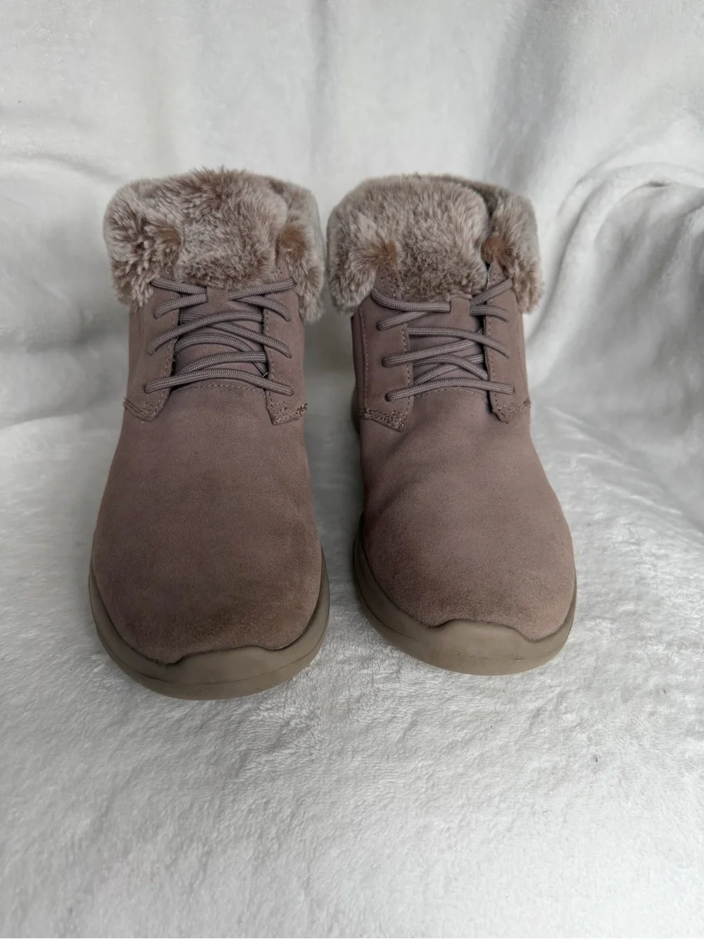 Skechers On-the-Go City 2 Winter Wishes Taupe Suede Ankle Boots 11